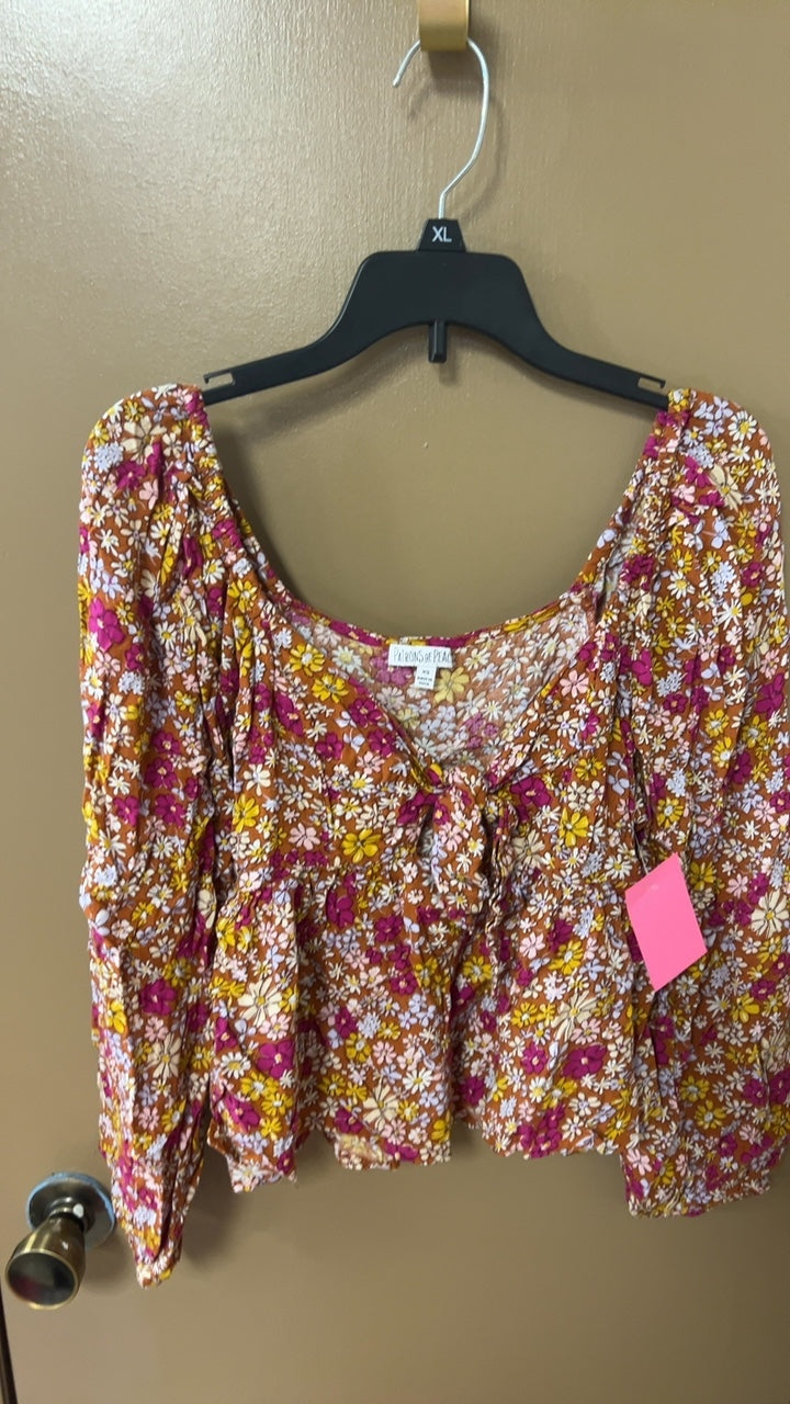 Pink Blouse XS Multicolor (predominantly pink, yellow, white, and brown)