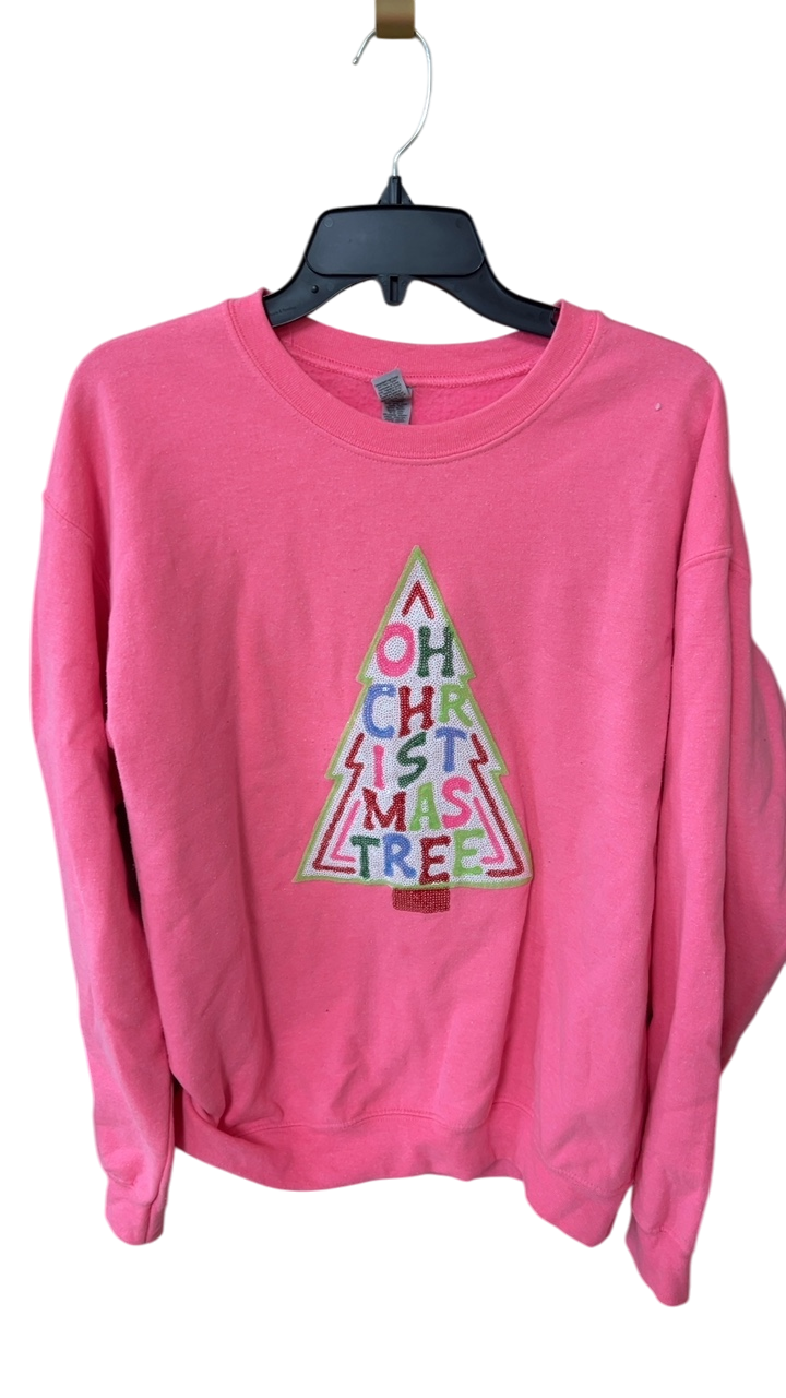 Sweatshirt Medium Pink Christmas Tree