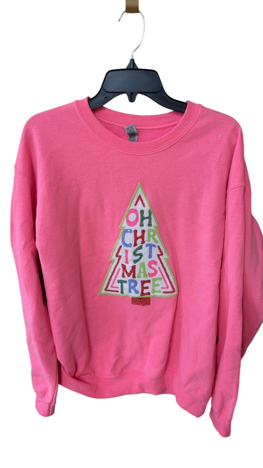 Sweatshirt Medium Pink Christmas Tree