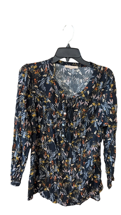 Blouse Large Black with multicolored floral pattern