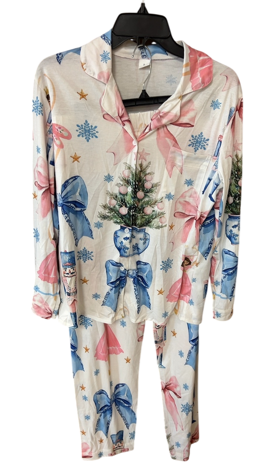 Boutique Pajama Set Large Multi-colored (predominantly white, pink, and blue)