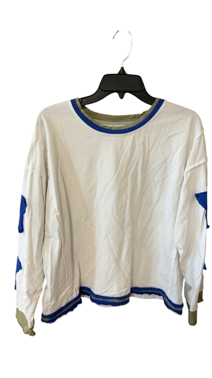 Boutique Sweatshirt White with blue stars