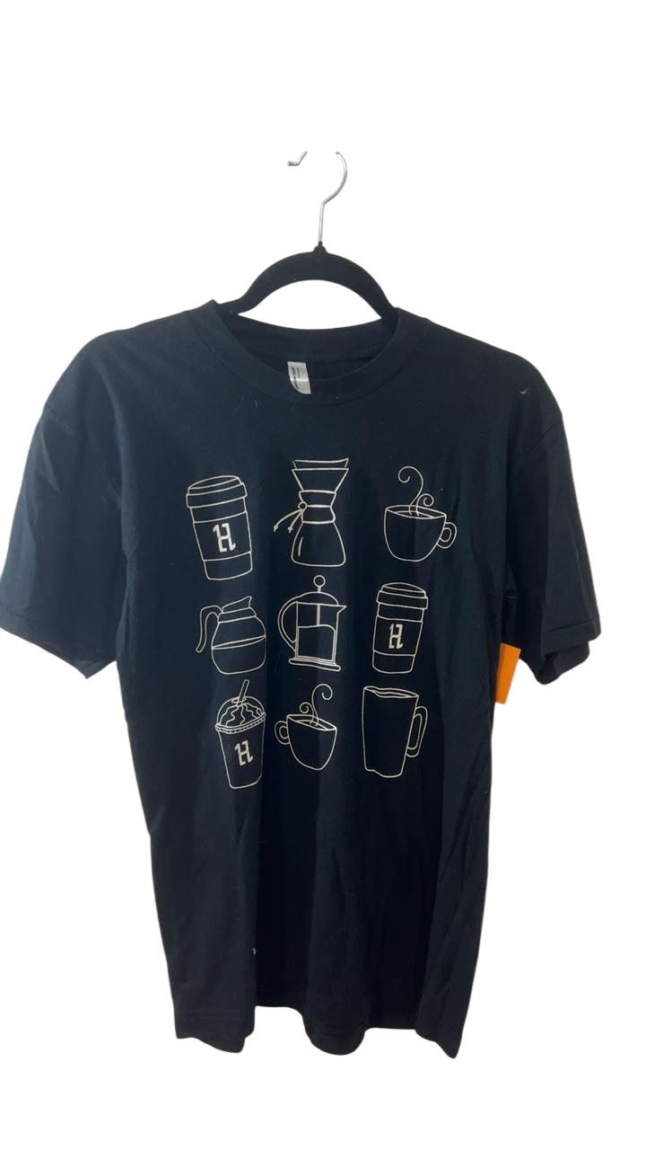 Boutique T-Shirt Medium Black Coffee Cups
