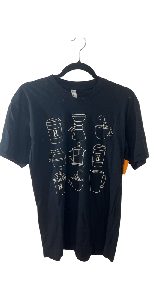 Boutique T-Shirt Medium Black Coffee Cups