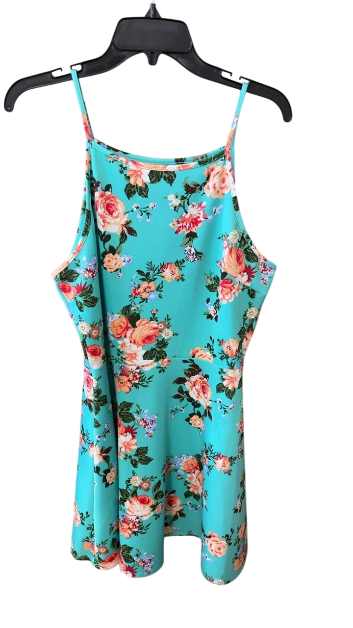 Walmart Dress XL Turquoise Floral 
