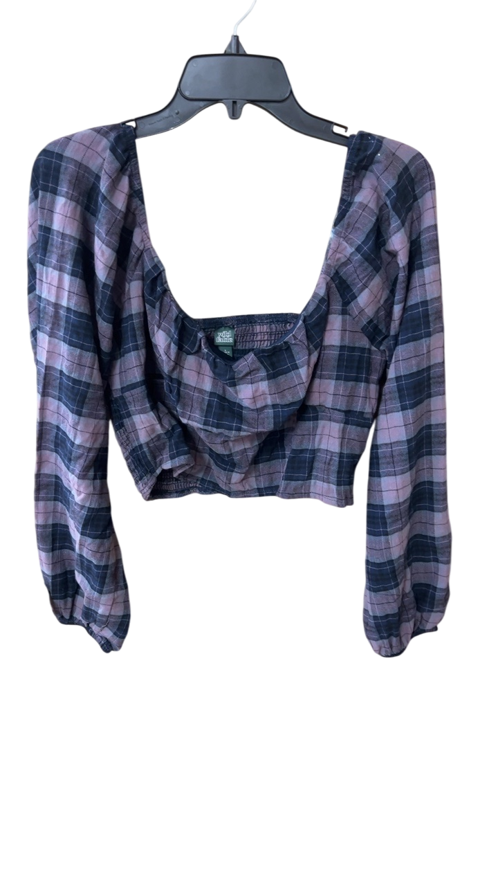 Wild Fable Top Pink and navy plaid