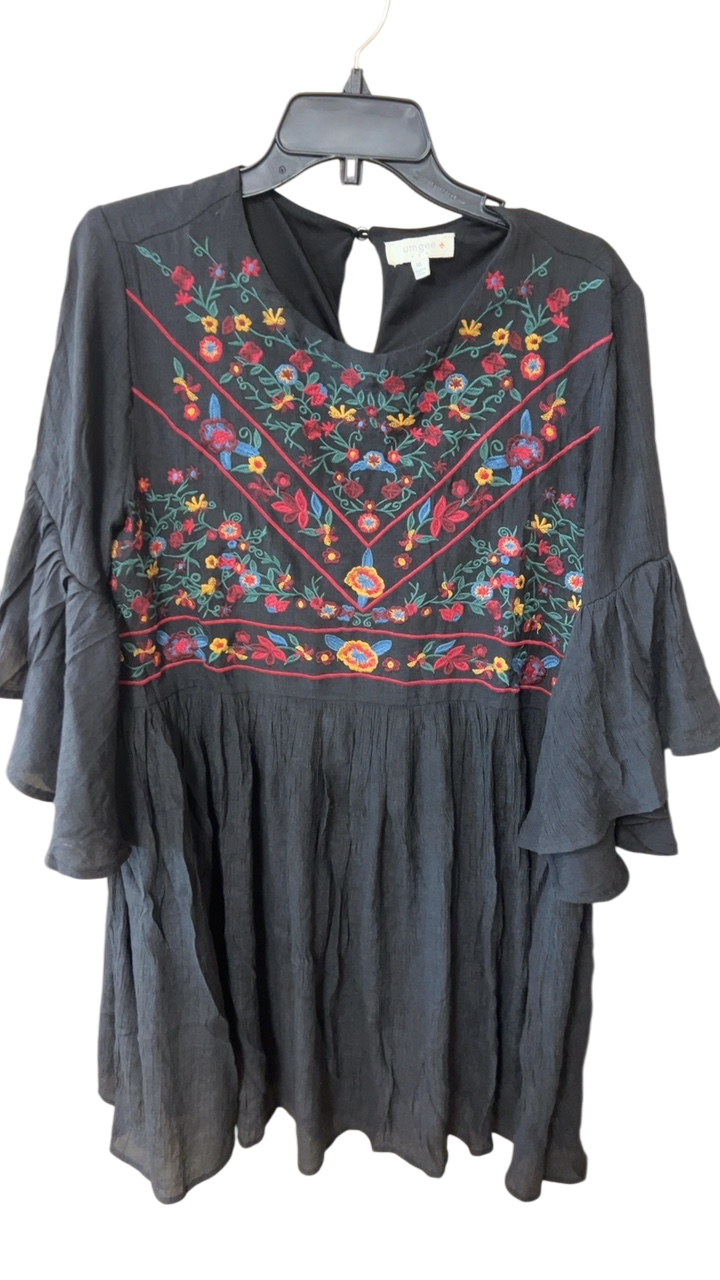 Umgee Dress 1XL Black with multicolored embroidery