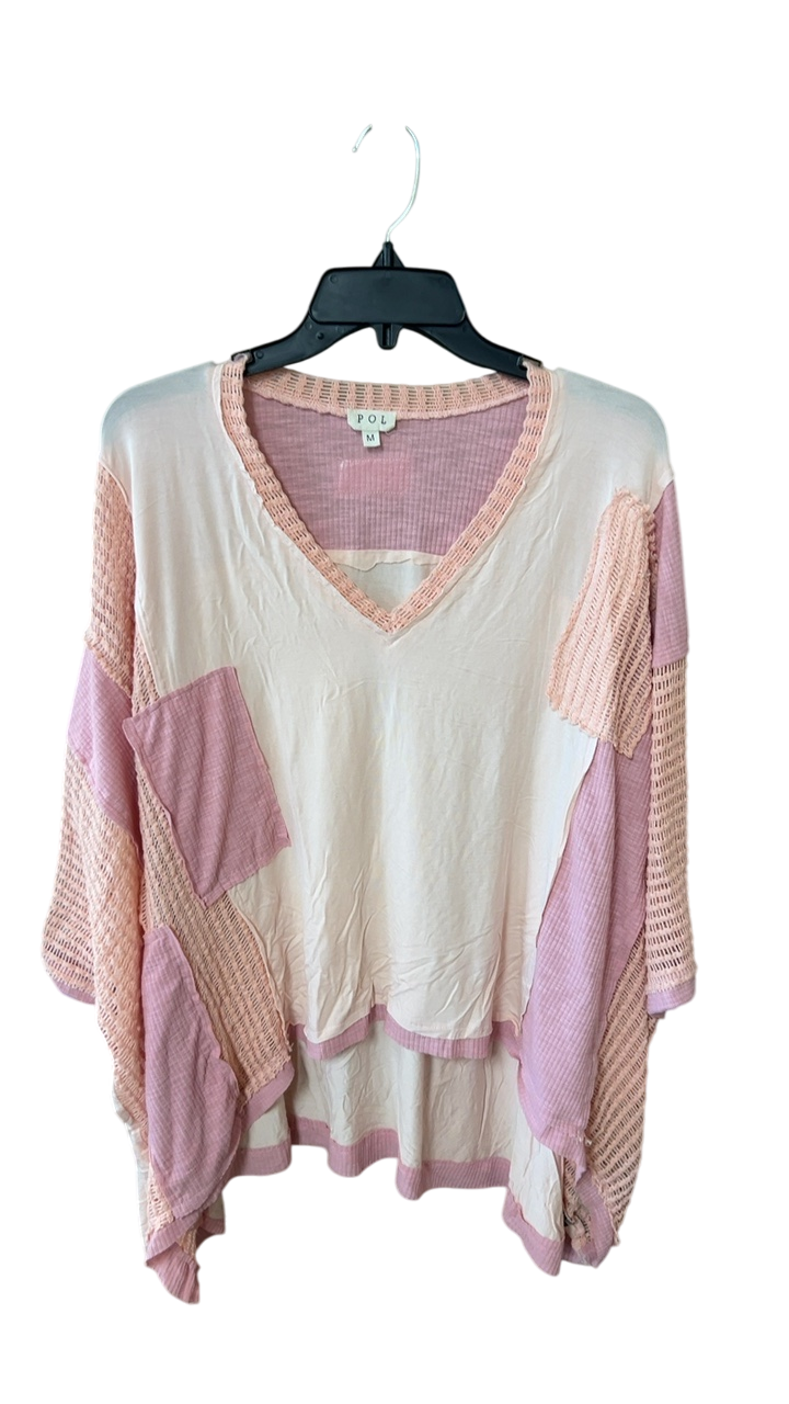 POL T-Shirt Medium Pink and white