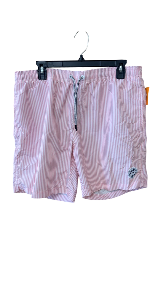 MENS Swim Shorts XL Pink and White Stripes