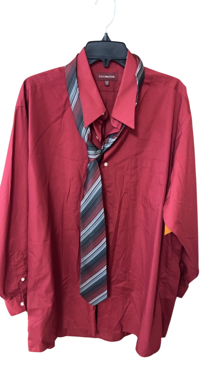 COVINGTON Shirt MENS XL Red and Tie