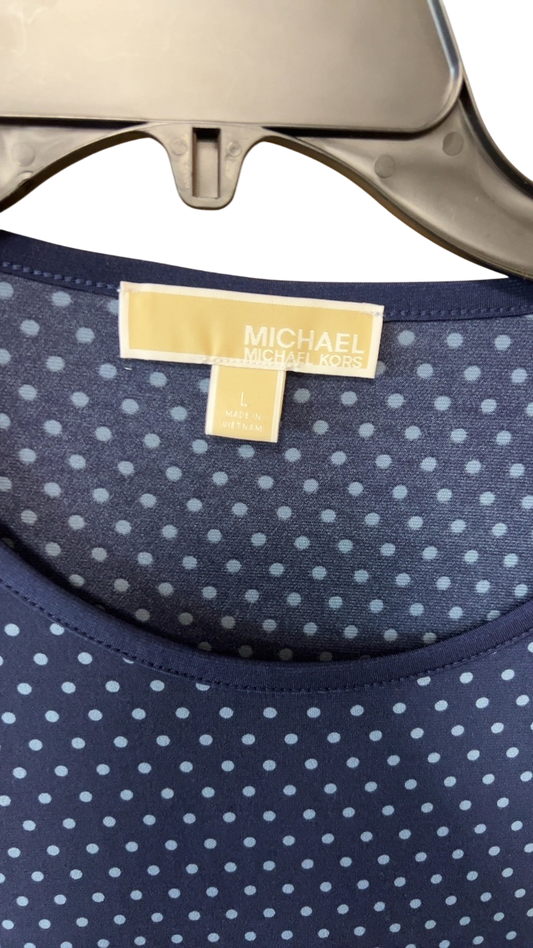 Michael Kors T-Shirt Large Navy blue with light blue polka dots