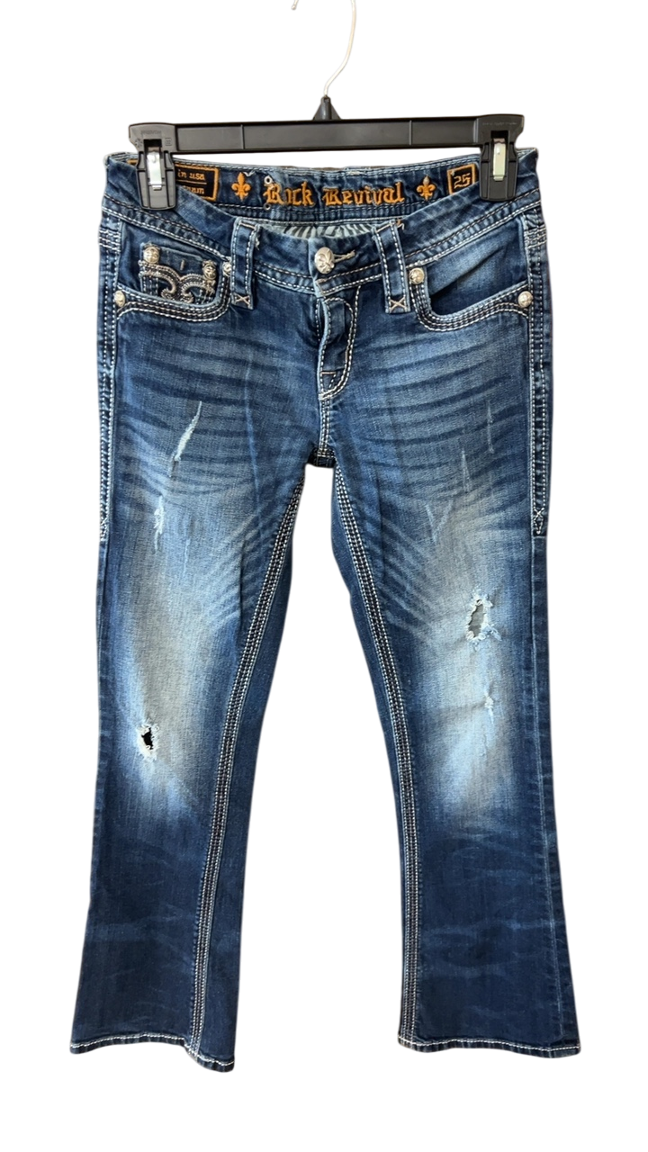 Rock Revival Jeans 25 in Waist Dark Blue