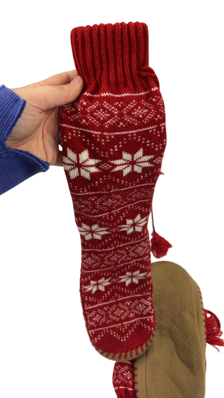 Slippers Red and white with Christmas patterns