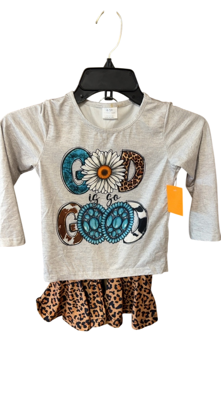 YOUTH 2 piece set 4/5 Gray with multicolor print