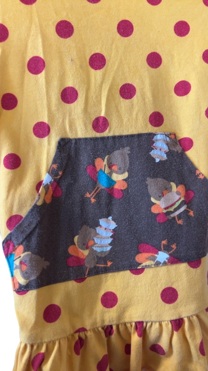 YOUTH Ruffle Girl T-Shirt 5 Yellow with red polka dots