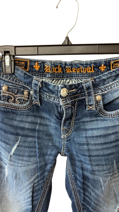Rock Revival Jeans 25 in Waist Dark Blue