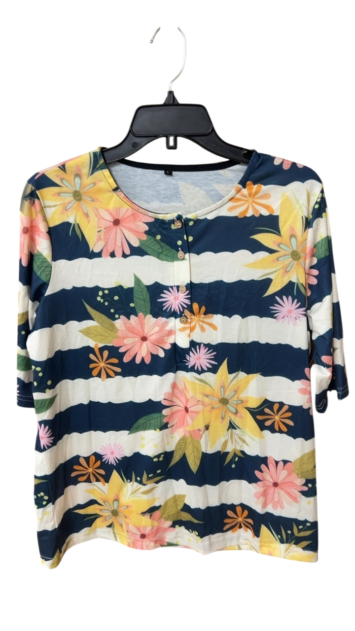 Unbranded T-Shirt Large Navy blue, white, pink, yellow, green, orange
