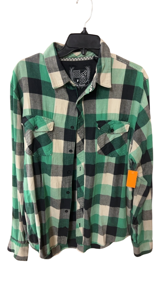 Fox Flannel Shirt MENS XL Green, Black, Cream, Gray