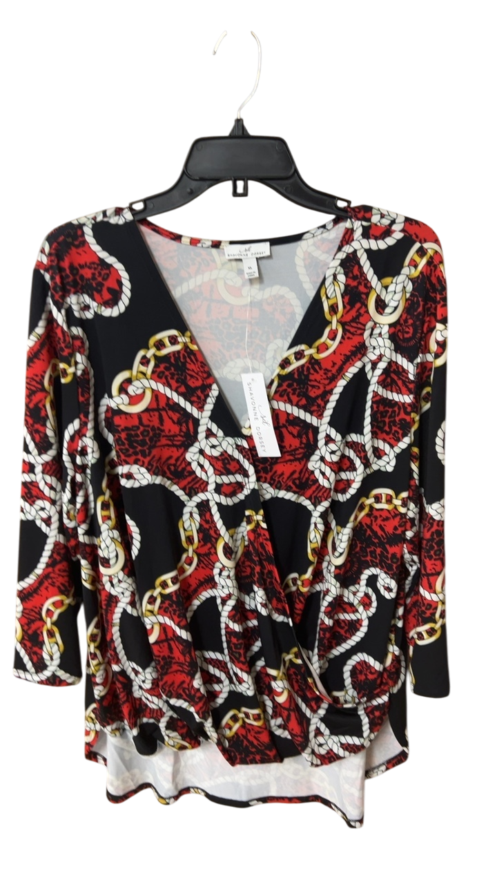 Blouse XL Black, Red, White, Gold