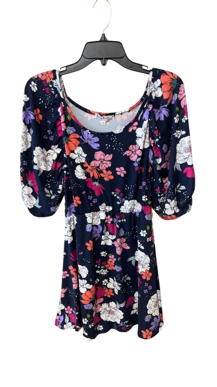 Dress Small Navy blue with multicolored floral print
