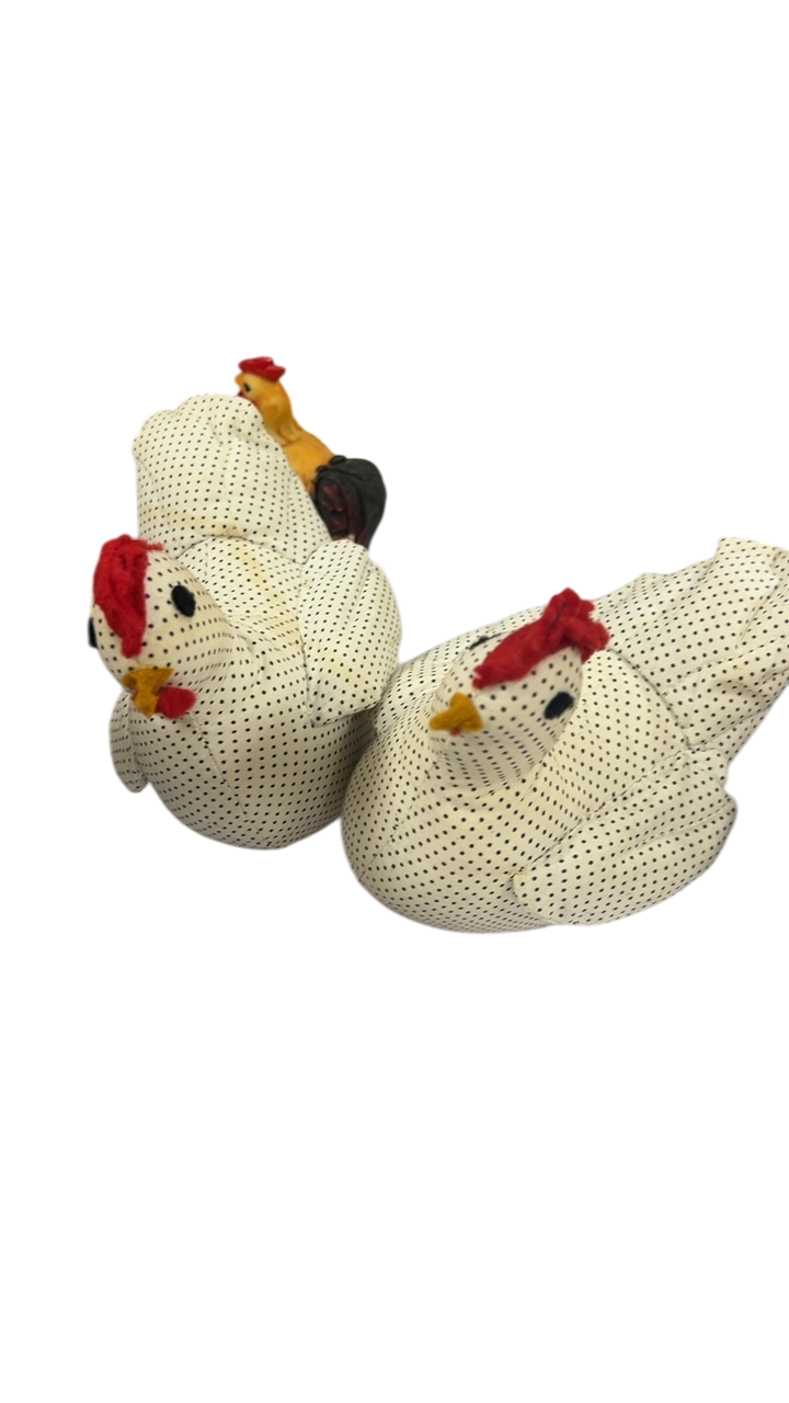 Set of 2 fabric chickens Decor 