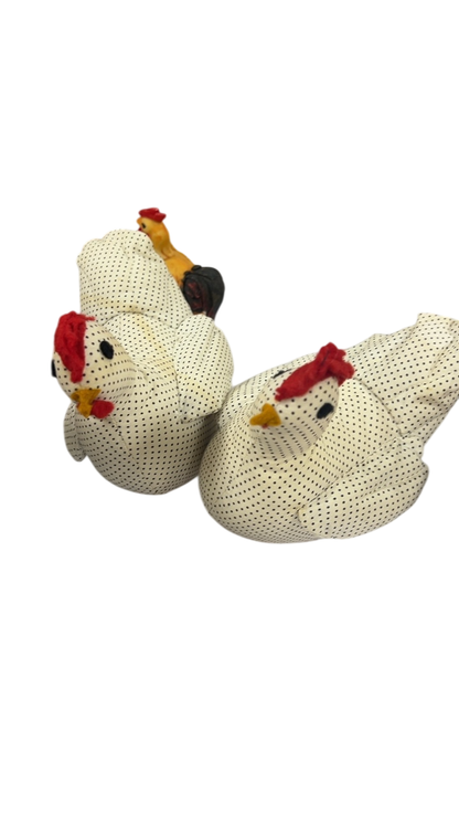 Set of 2 fabric chickens Decor 