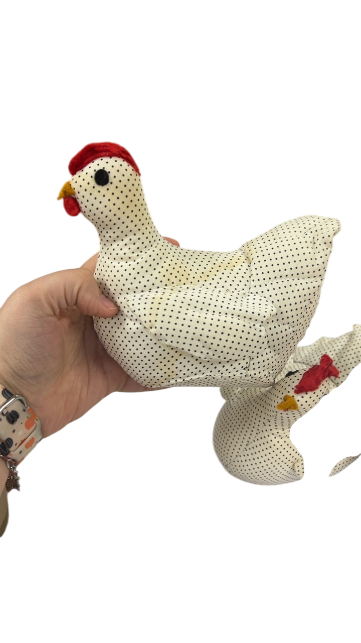 Set of 2 fabric chickens Decor 