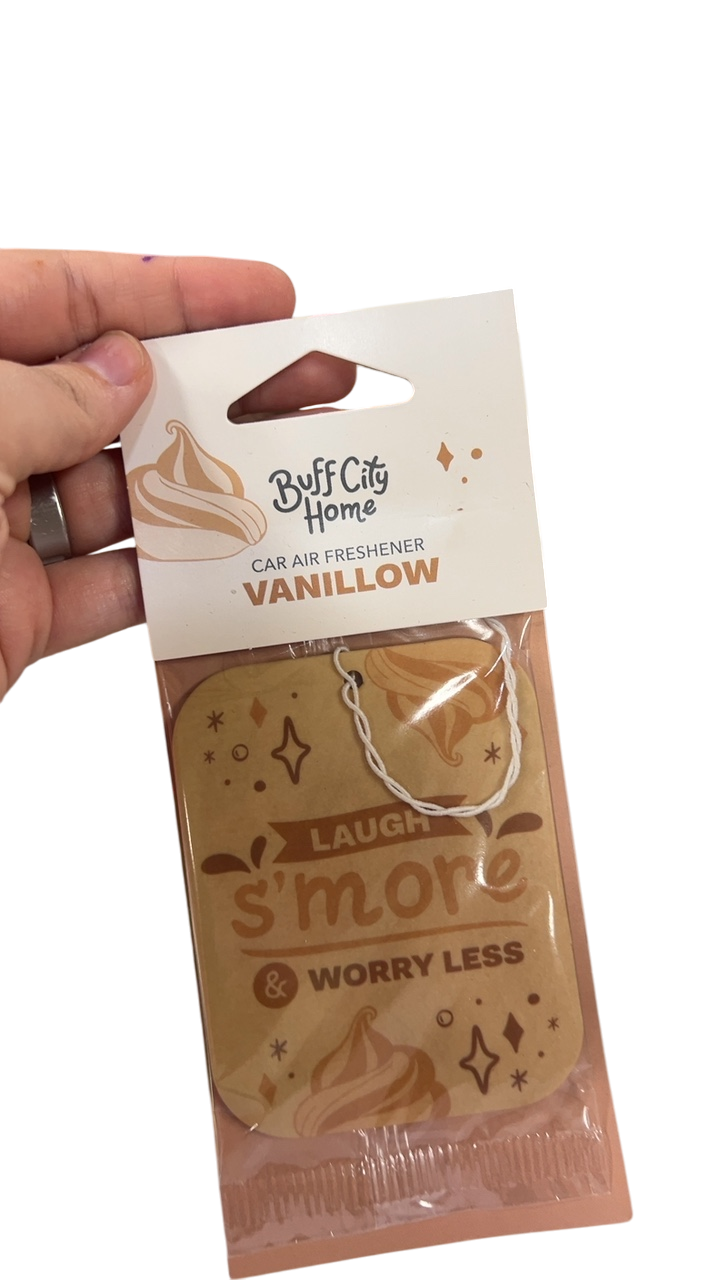Buff City Home Car Air Freshener Beige and white