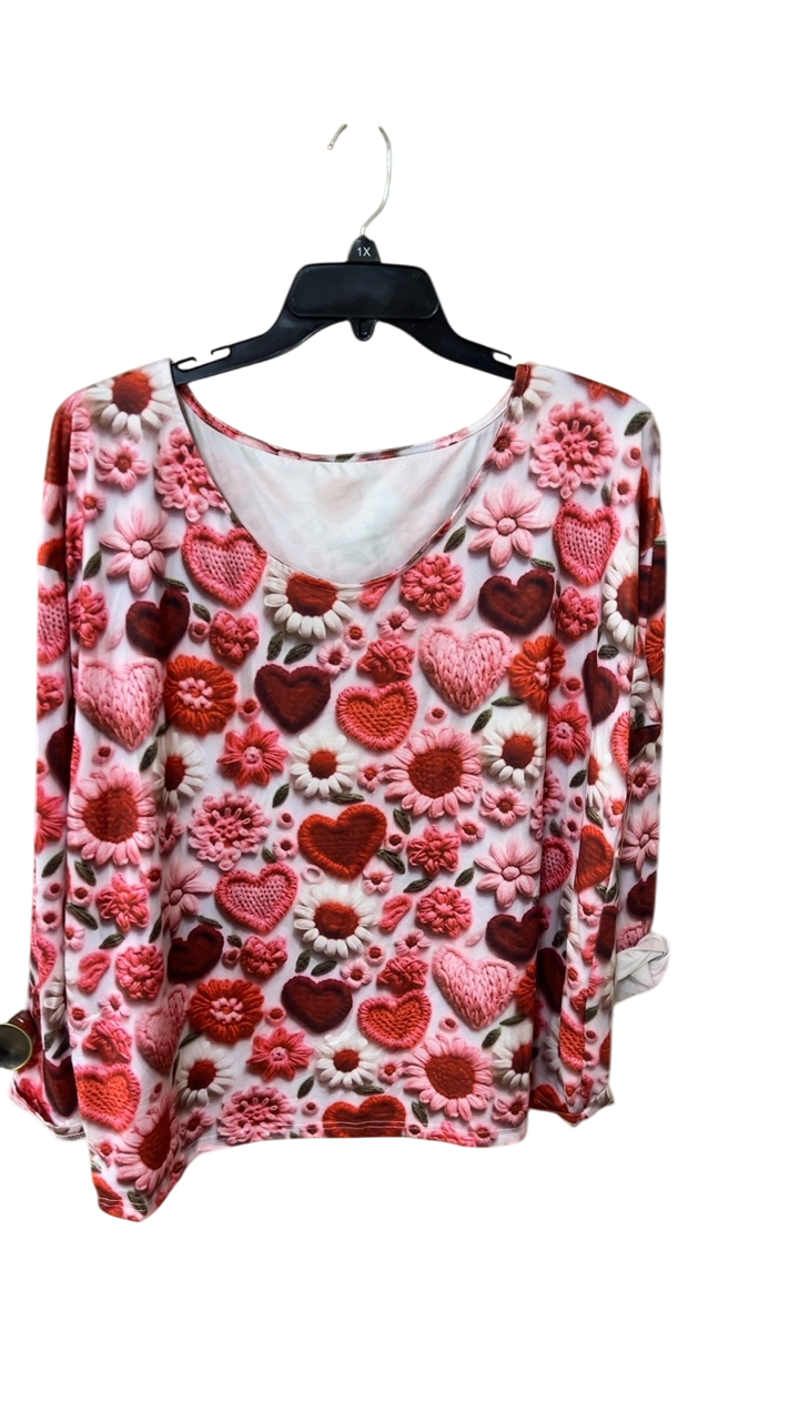 Hearts Blouse 2XL Multicolor