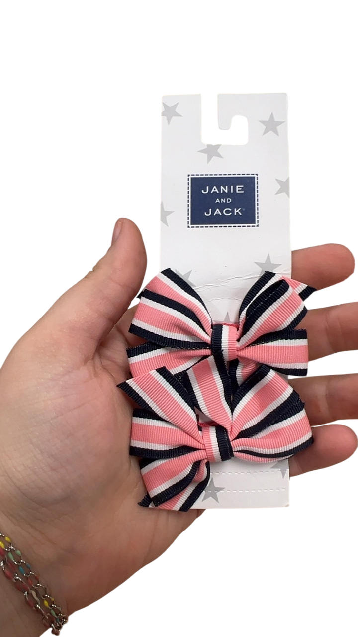 Janie and Jack Bows Pink and Navy