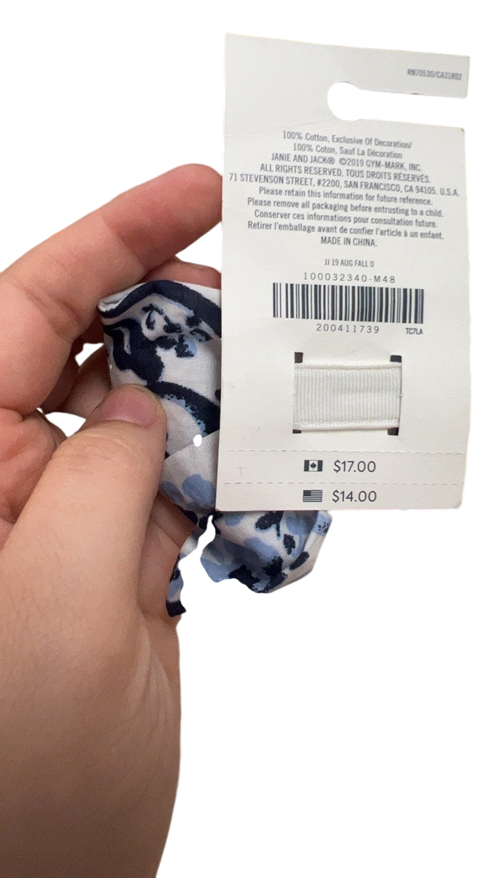 Janie and Jack Accessories-Hair Bow Navy Blue and White