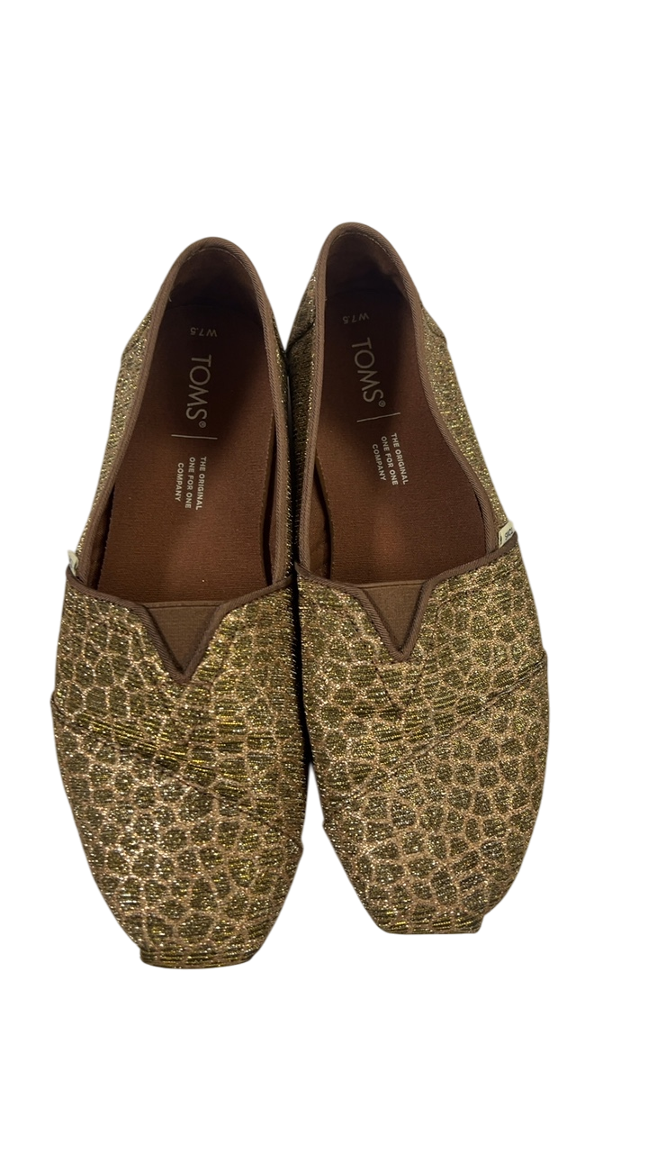 TOMS Slippers 7.5 Gold and Brown