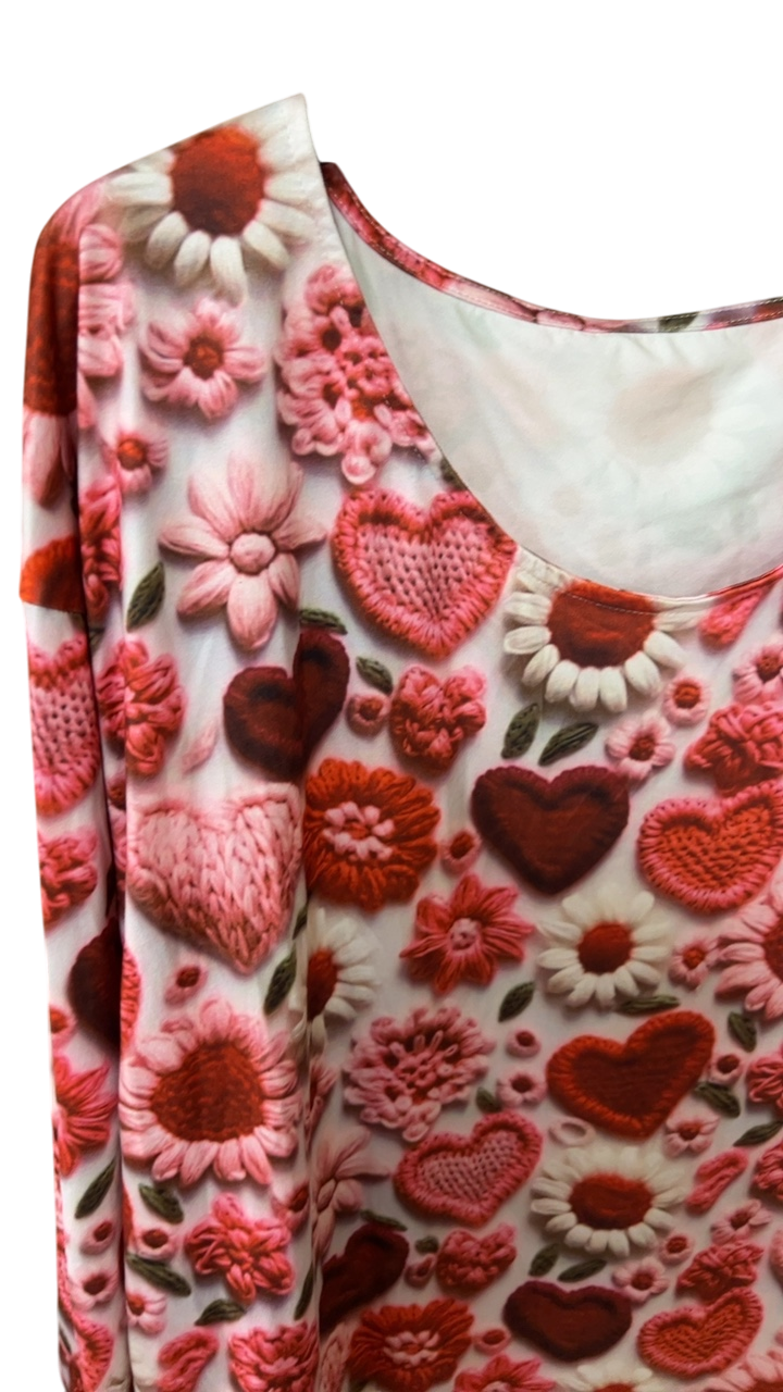 Hearts Blouse 2XL Multicolor