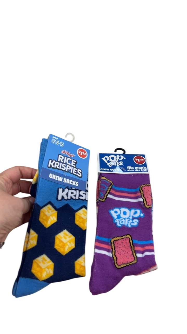 Kellogg's Rice Krispies and Pop-Tarts Socks Blue and purple