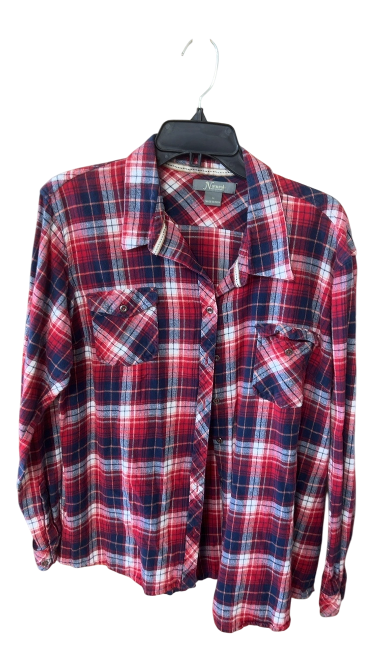 Natural Shirt 1X Red and navy blue with white accents
