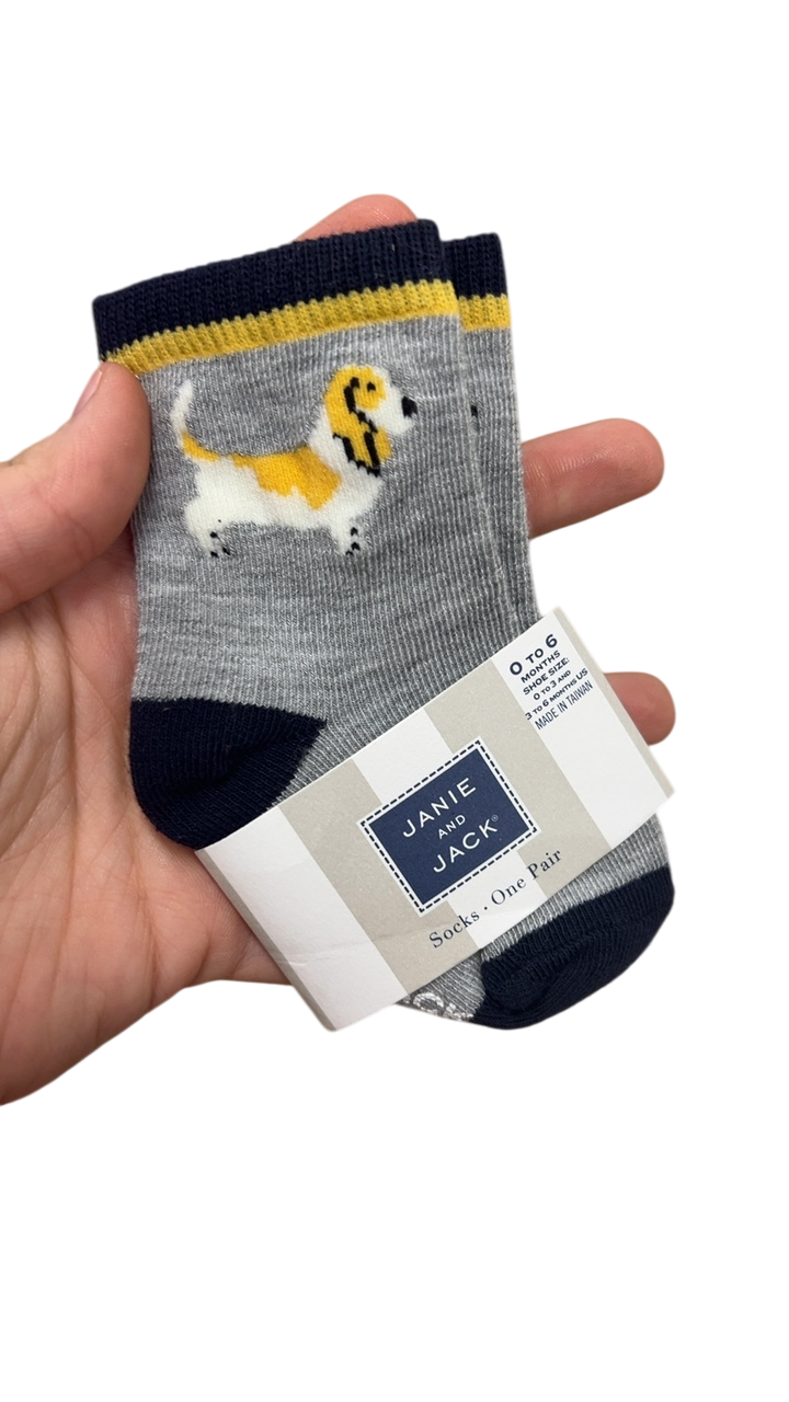 Janie and Jack Socks YOUTH Gray, Navy Blue, Yellow, White