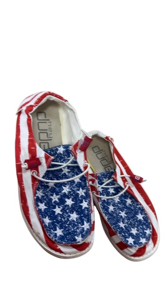 Hey Dude Sneakers 8 Red, White, Blue