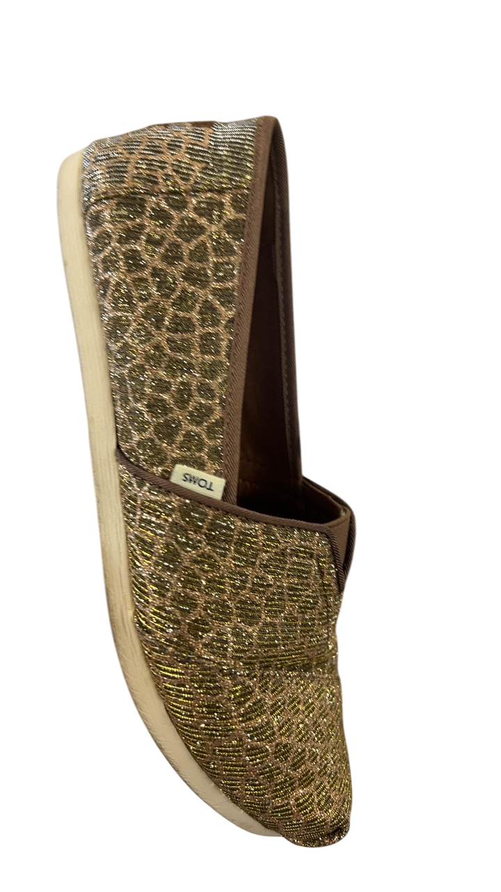TOMS Slippers 7.5 Gold and Brown