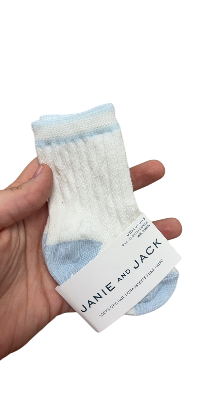 Janie and Jack Socks YOUTH White and light blue