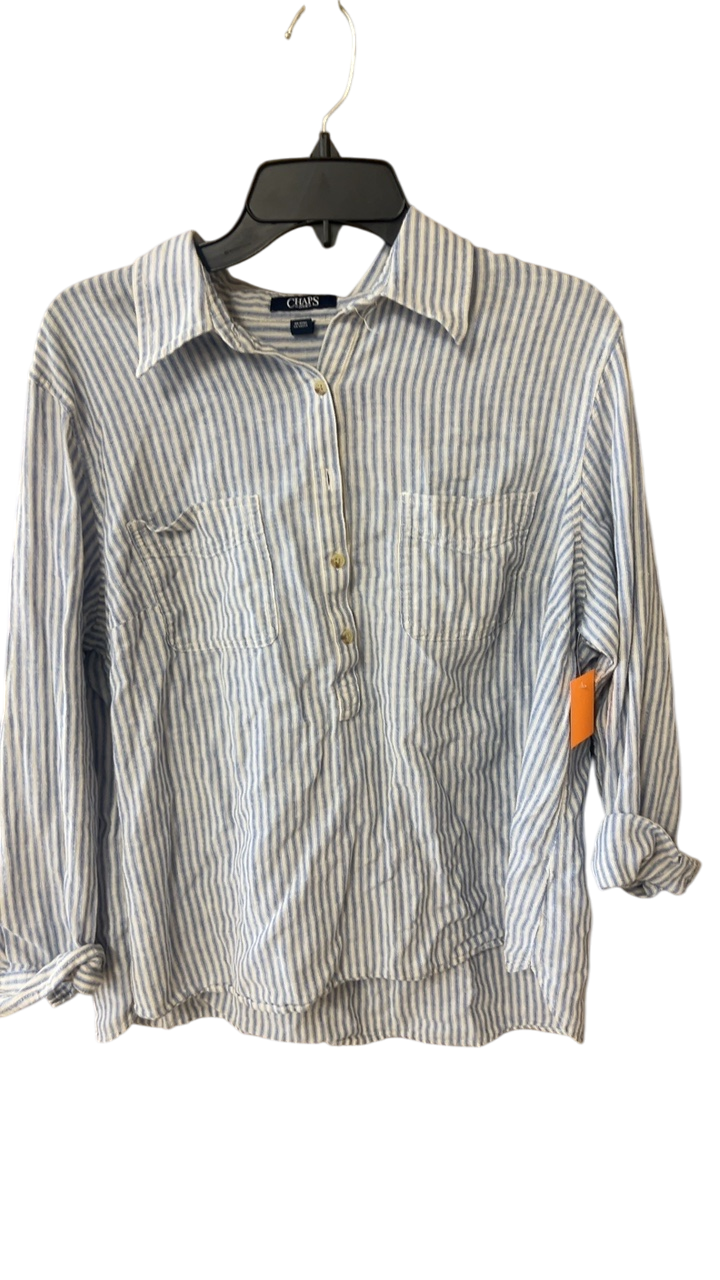 Chaps Shirt 2X White and Blue striped