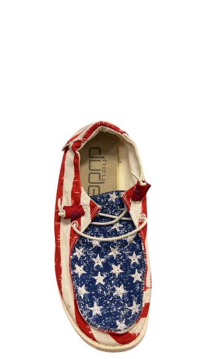 Hey Dude Sneakers 8 Red, White, Blue