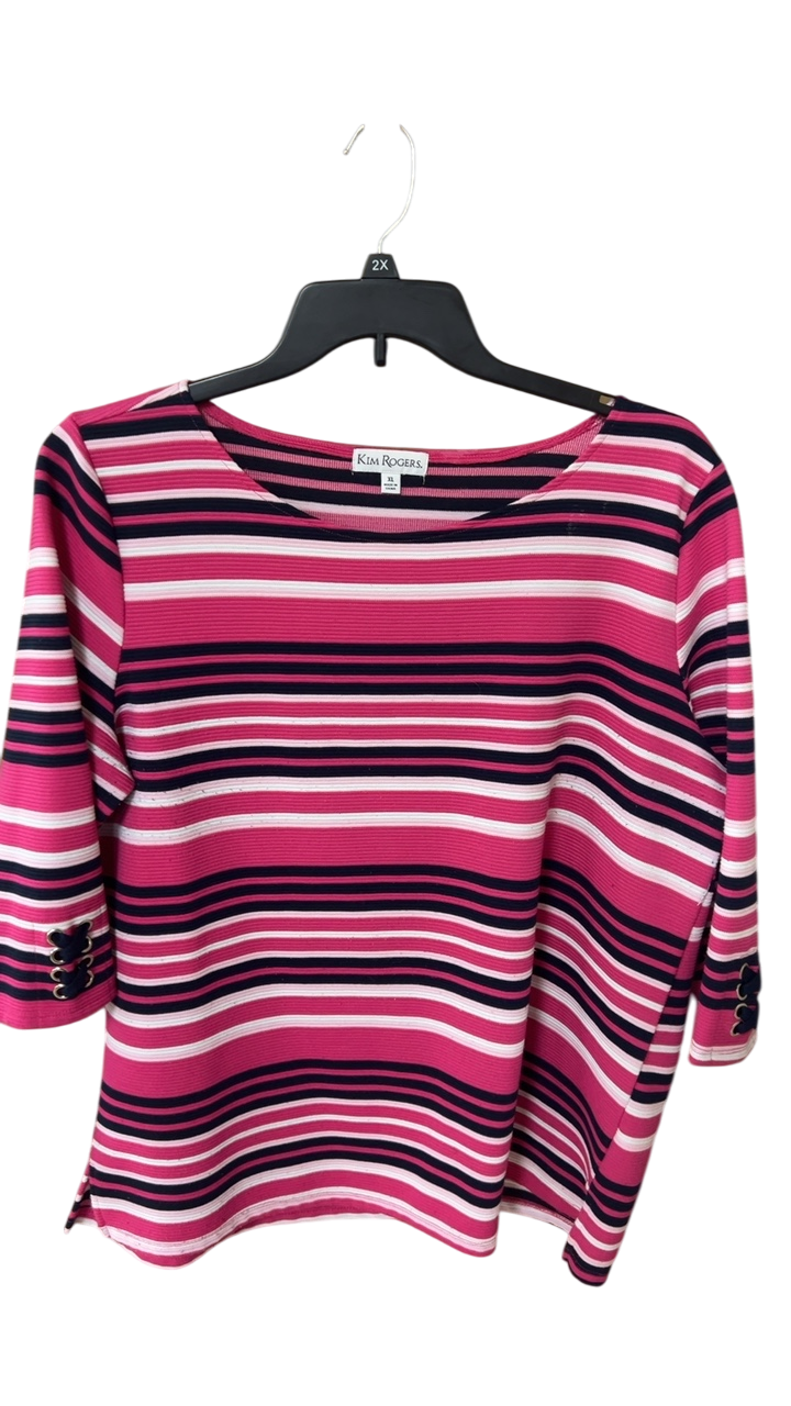 Kim Rogers Sweater XL Pink, Navy, White