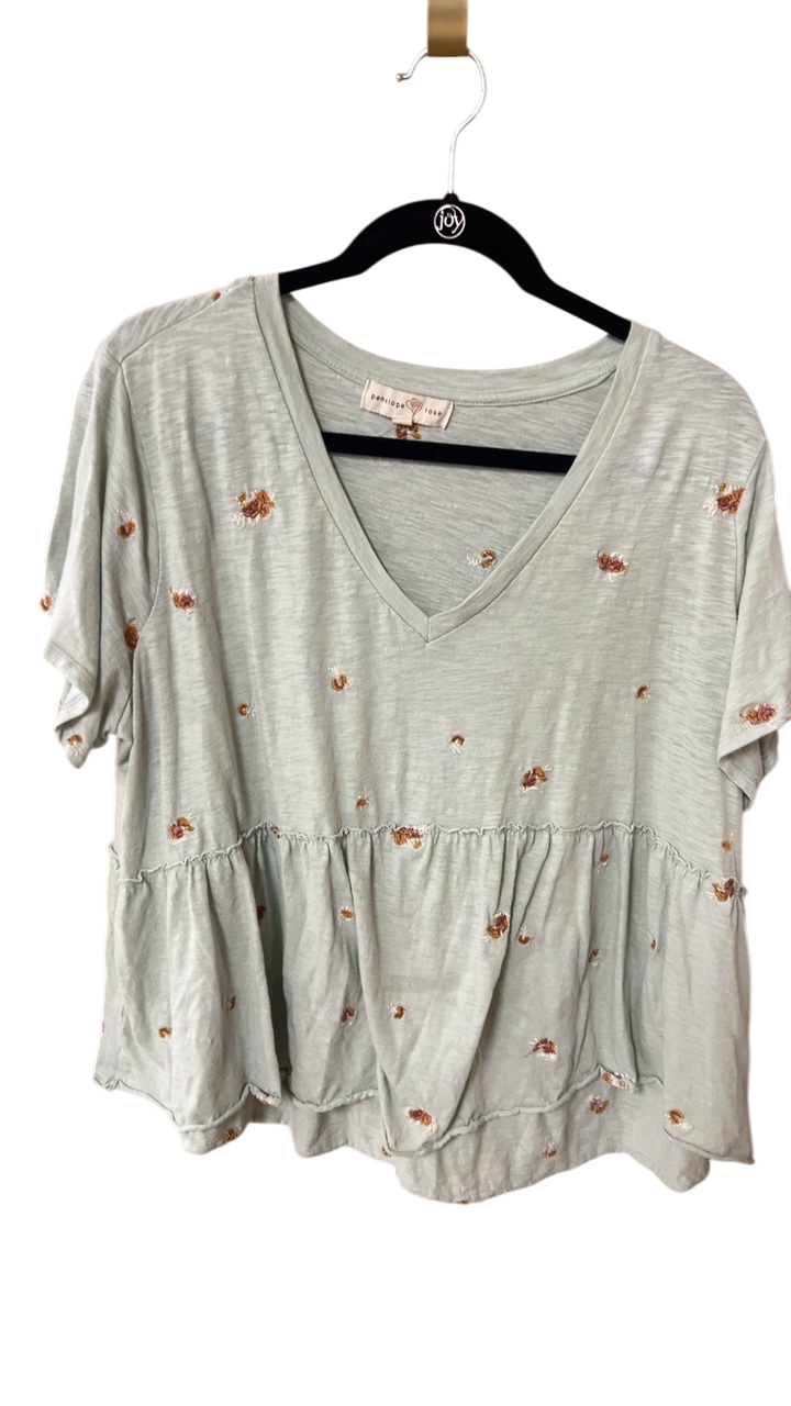 Penelope Rose Blouse 2X Light Gray