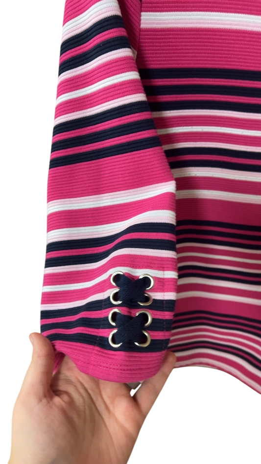 Kim Rogers Sweater XL Pink, Navy, White