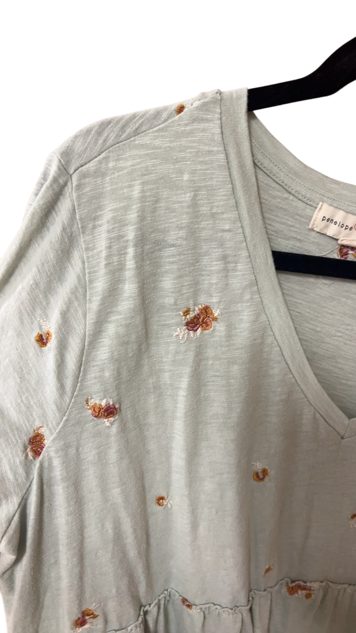 Penelope Rose Blouse 2X Light Gray
