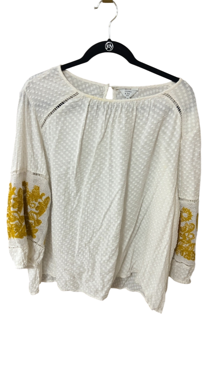 Crown & Ivy Blouse 2XL White and Yellow