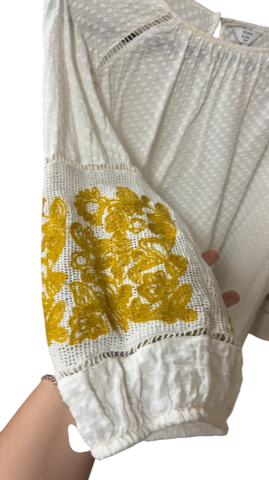 Crown & Ivy Blouse 2XL White and Yellow