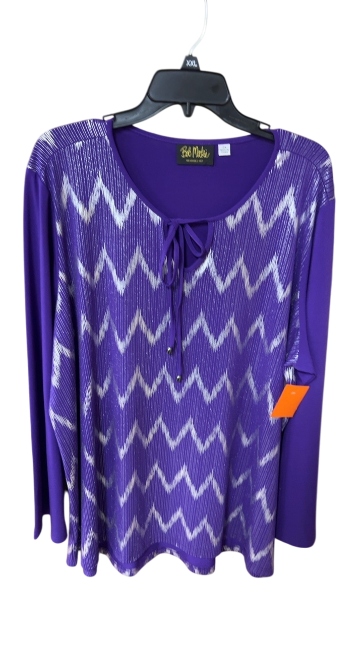 Bob Mackie Blouse 2X Purple and White