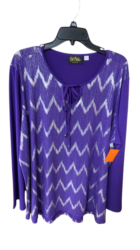 Bob Mackie Blouse 2X Purple and White