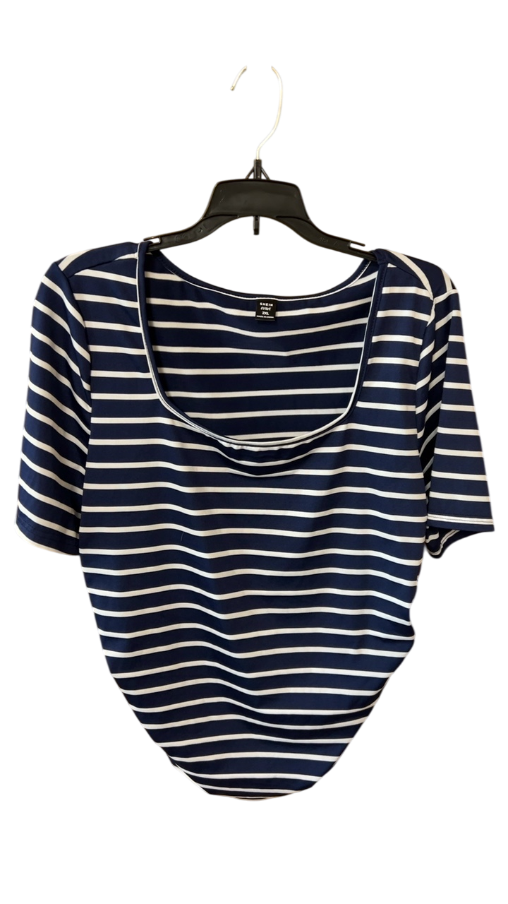 Shein T-Shirt 2XL Navy blue and white